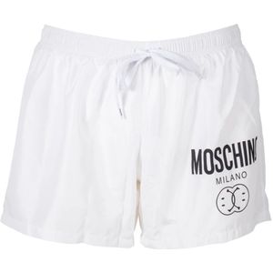 Moschino, Badkleding, Heren, Wit, L, Polyester, Double Smile Strand Boxer