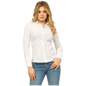 Gaudi, Blouses & Shirts, Dames, Wit, XL, Katoen, Witte Katoenen Korte Fit Shirt