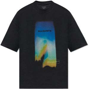 AllSaints, Tops, Heren, Zwart, S, Katoen, ‘Prizm’ bedrukt T-shirt