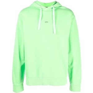 A.p.c., Fluorescerend Groene Katoenen Hoodie Groen, Heren, Maat:S