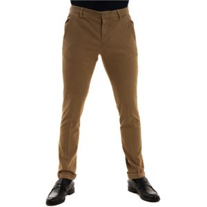 Dondup, Slim Chino Broek in Perzik Katoen Bruin, Heren, Maat:W32