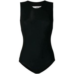 Maison Margiela, Zwarte Mouwloze Gebreide Bodysuit Zwart, Dames, Maat:XS