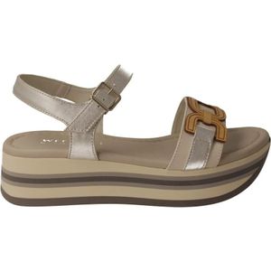 Pedro Miralles, Schoenen, Dames, Grijs, 38 EU, Leer, Flat Sandalen