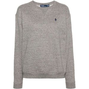 Polo Ralph Lauren, Sweatshirts & Hoodies, Dames, Grijs, M, Katoen, Grijze Jersey Crew Neck Sweater