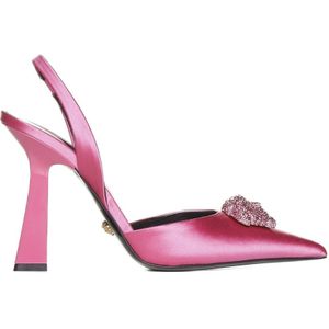 Versace, Schoenen, Dames, Roze, 36 EU, Leer, Elegante Slingback Hakken