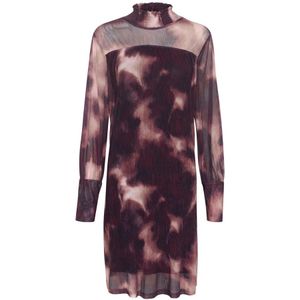 Cream, Kleedjes, Dames, Veelkleurig, XS, Turtleneck Jurk Rum Raisin Faded Print