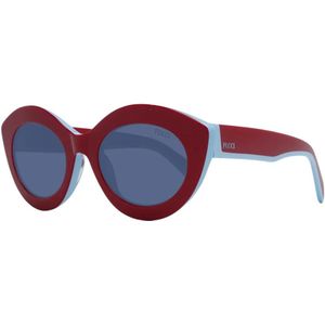 Emilio Pucci, Accessoires, Dames, Rood, ONE Size, Rode Cat Eye Zonnebril met Blauwe Lenzen