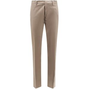 Ermenegildo Zegna, Grijze Broek met Knoop- en Ritssluiting Bruin, Heren, Maat:M