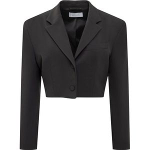 Giuseppe Di Morabito, Jassen, Dames, Zwart, M, Zwarte Cropped Blazers met Knoopsluiting