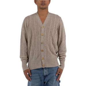 Etro, Cardigan met kabelsteek Beige, Heren, Maat:M