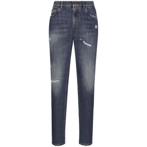 Dolce & Gabbana, Jeans, Heren, Blauw, L, Denim, Blauwe Jeans met 3,5 cm Hak