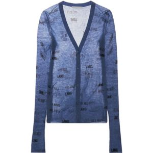 Helmut Lang, Truien, Dames, Blauw, L, Wol, Blauwe Wollen Vest