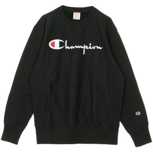 Champion, Sweatshirts & Hoodies, Heren, Zwart, L, Zwarte Lichtgewicht Crewneck Sweatshirt