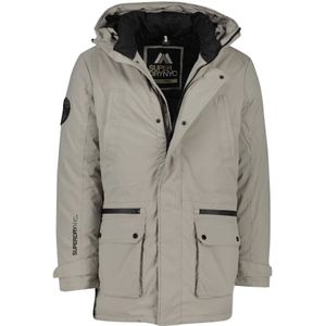 Superdry, Grijze Winterjas Rits + Knoop Grijs, Heren, Maat:2XL