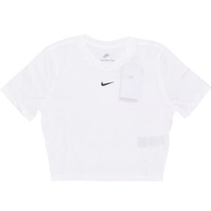 Nike, Tops, Dames, Wit, M, Essentiële Slim-fit Crop Tee Wit