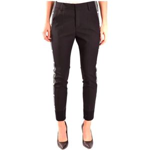 Dsquared2, Broeken, Dames, Zwart, S, Wol, Klassieke wollen broek met logodetail