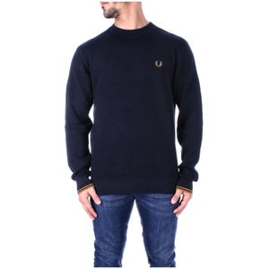 Fred Perry, Sweatshirts & Hoodies, Heren, Blauw, S, Katoen, Blauwe Logo Trui