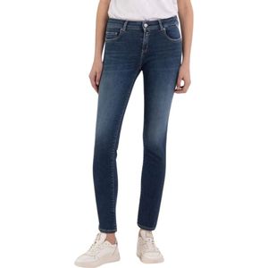 Replay, Medium Blauwe Hoge Taille Stretch Slim Fit Jeans Blauw, Dames, Maat:W27