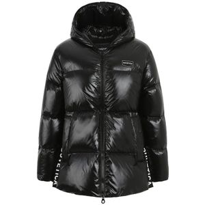 Duvetica, Zwarte gewatteerde jas met capuchon voor dames Zwart, Dames, Maat:S