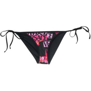 Versace, Badkleding, Dames, Zwart, M, Polyester, Bikinibroekje met Bloemenprint