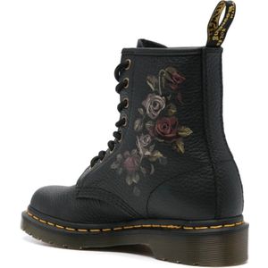 Dr. Martens, Schoenen, Dames, Zwart, 39 EU, Leer, Zwarte Leren Rozenprint Laarzen