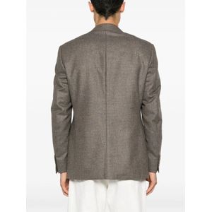 Canali, Jassen, Heren, Bruin, 2Xl, Wol, Multicolor Wol Blazer Reverskraag