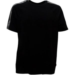Moschino, Tops, Heren, Zwart, M, Katoen, Zwarte Katoenen T-shirt met Elastische Banden