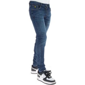 Lyle & Scott, Jeans, Heren, Blauw, W33, Katoen, Blauwe Print Versleten Effect Jeans