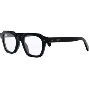 Celine, Accessoires, unisex, Zwart, ONE Size, Vierkante Zonnebril Zwart Glanzend Frame