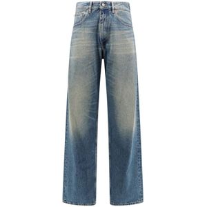 MM6 Maison Margiela, Jeans, Heren, Blauw, W33, Katoen, Blauwe Wide Leg Jeans Aw 24
