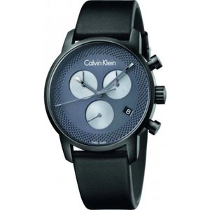 Calvin Klein, Accessoires, Dames, Zwart, ONE Size, Moderne quartz horloge met roestvrijstalen kast en leren band