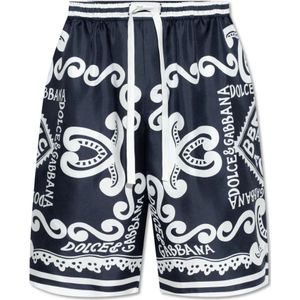 Dolce & Gabbana, Korte broeken, Heren, Blauw, M, Katoen, Zijden shorts