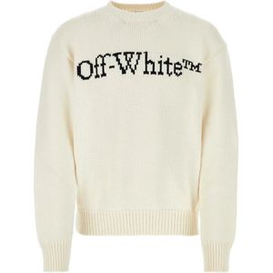 Off White, Truien, Heren, Wit, L, Katoen, Ivory Katoenmix Trui