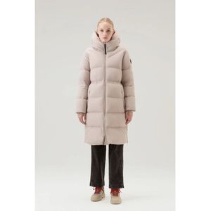 Woolrich, Stretch Lange Puffer Parka Beige, Dames, Maat:M