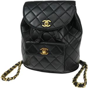 Chanel Vintage, Pre-owned, Dames, Zwart, ONE Size, Leer, Pre-owned Leather backpacks