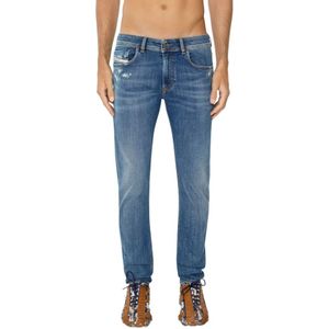 Diesel, Skinny Fit Jeans met lage taille Blauw, Heren, Maat:W36