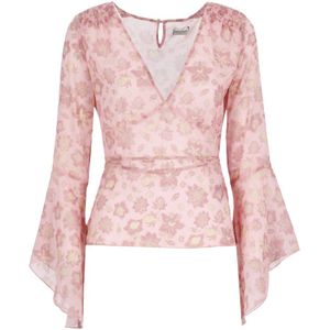 Guess, Bloemenprint Lange Mouwen Top Roze, Dames, Maat:L