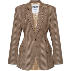 Moschino, Jassen, Dames, Beige, S, Wol, Wollen Blazer