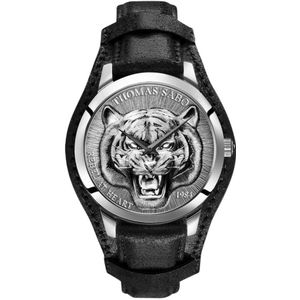 Thomas Sabo, Accessoires, Heren, Zwart, ONE Size, Rebel Tiger 3D Zwart-Zilver Horloge