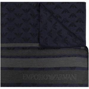 Emporio Armani, Accessoires, Heren, Blauw, ONE Size, Polyester, Sjaal met Logo