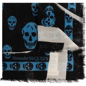 Alexander McQueen, Accessoires, Dames, Zwart, ONE Size, Wol, Wollen sjaal