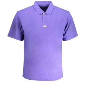 La Martina, Tops, Heren, Paars, S, Geborduurd Poloshirt met Korte Mouwen