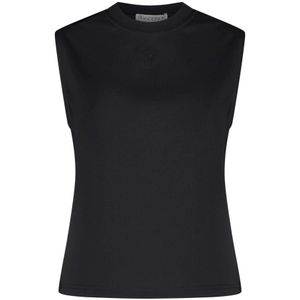 JW Anderson, Tops, Dames, Zwart, S, Zwarte Mouwloze Top met Geborduurd Logo