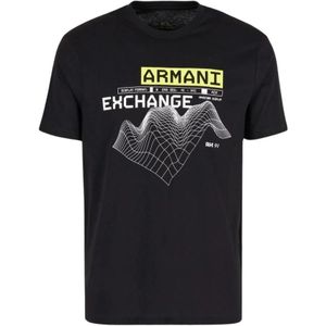 Armani Exchange, Tops, Heren, Zwart, XL, Katoen, Gedrukt Katoenen T-shirt - Zwart