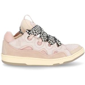 Lanvin, Roze Leren Sneakers met Ademende Details Roze, Dames, Maat:36 EU