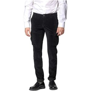 Mason's, Broeken, Heren, Zwart, 2Xl, Fluwelen Cargo Broek 500 Streep Extra Slim Fit