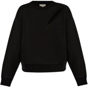 Alexander McQueen, Sweatshirts & Hoodies, Dames, Zwart, S, Katoen, Sweatshirt met logo