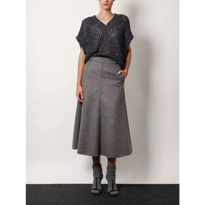 Brunello Cucinelli, Rokken, Dames, Grijs, S, Wol, Fluit Wol Rok