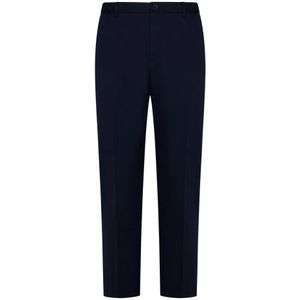 Calvin Klein, Blauwe Tapered Leg Wollen Broek Blauw, Heren, Maat:XL