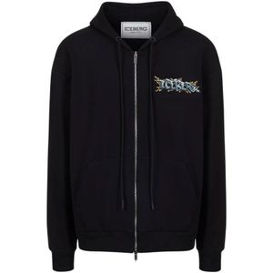 Iceberg, Sweatshirt met logo en cartoon graphics Zwart, Heren, Maat:S